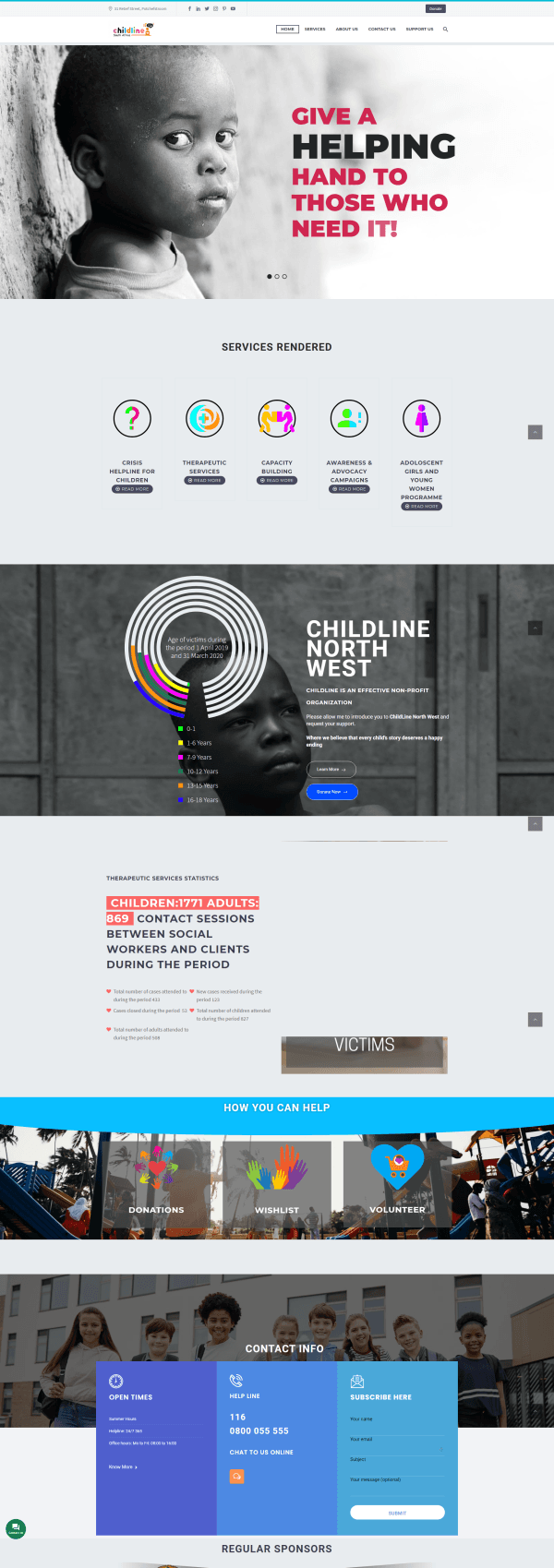 Childline NW website by Social Media Guru